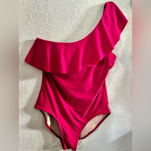 Kona Sol One Piece Swimsuit One Shoulder Ruffle Pink size L - Picture 1 of 3